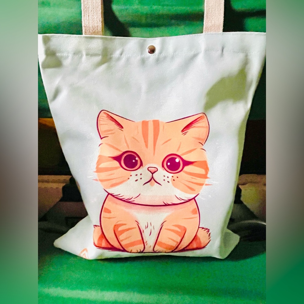 NEW Cute Cat Print Canvas Tote Bag